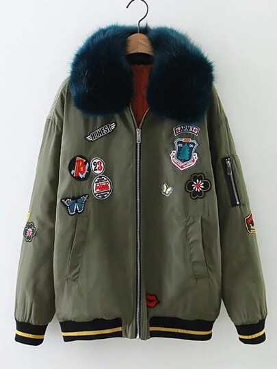 Blouson de vol en cuir faux avec pièce