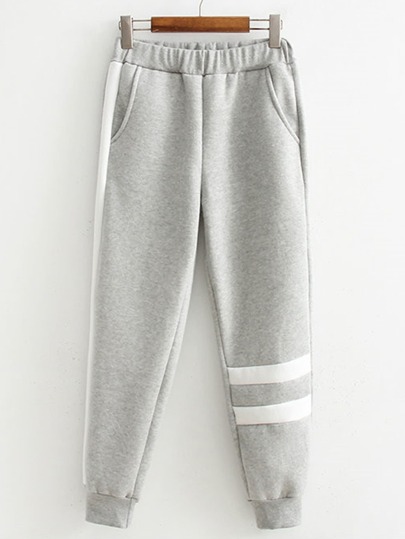 Sweat-pantalons à rayures avec bande contrastée