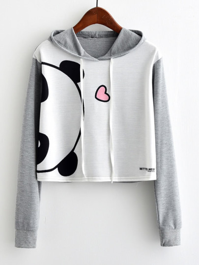 Sudadera de manga en contraste con panda