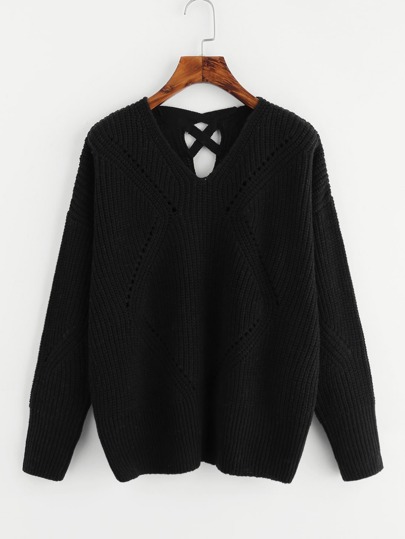 Crisscross Back Eyelet Detail Jumper