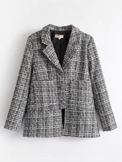 Side Slit Tweed Blazer