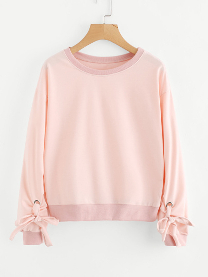 Drop Shoulder Tie Detail Sweatshirt