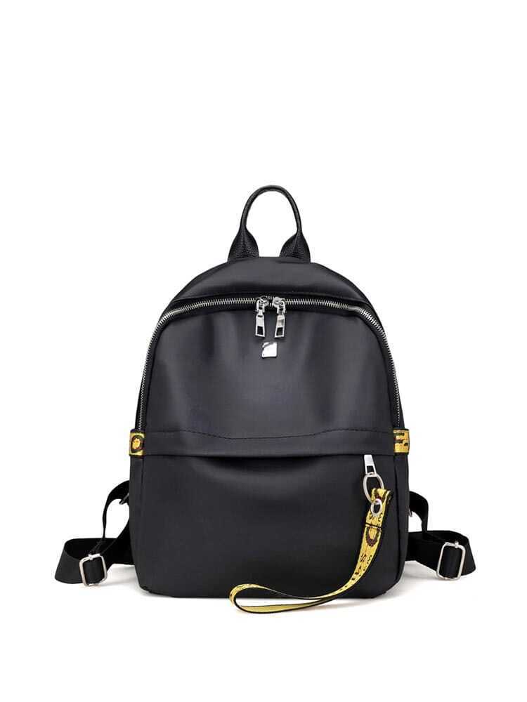 Double Zipper Strap Decorated Backpack