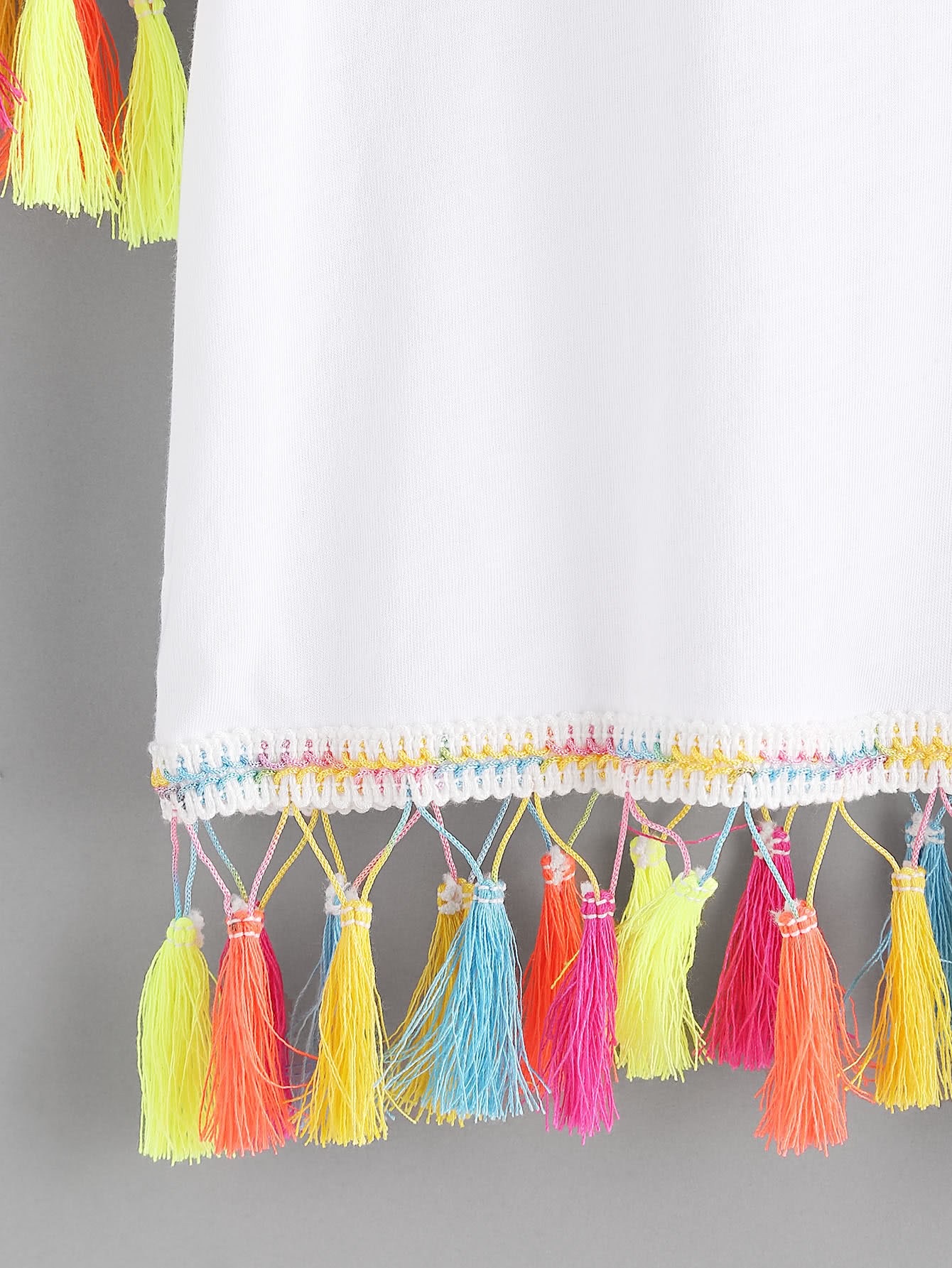 Contrast Tassel Trim Tshirt SheIn(Sheinside)