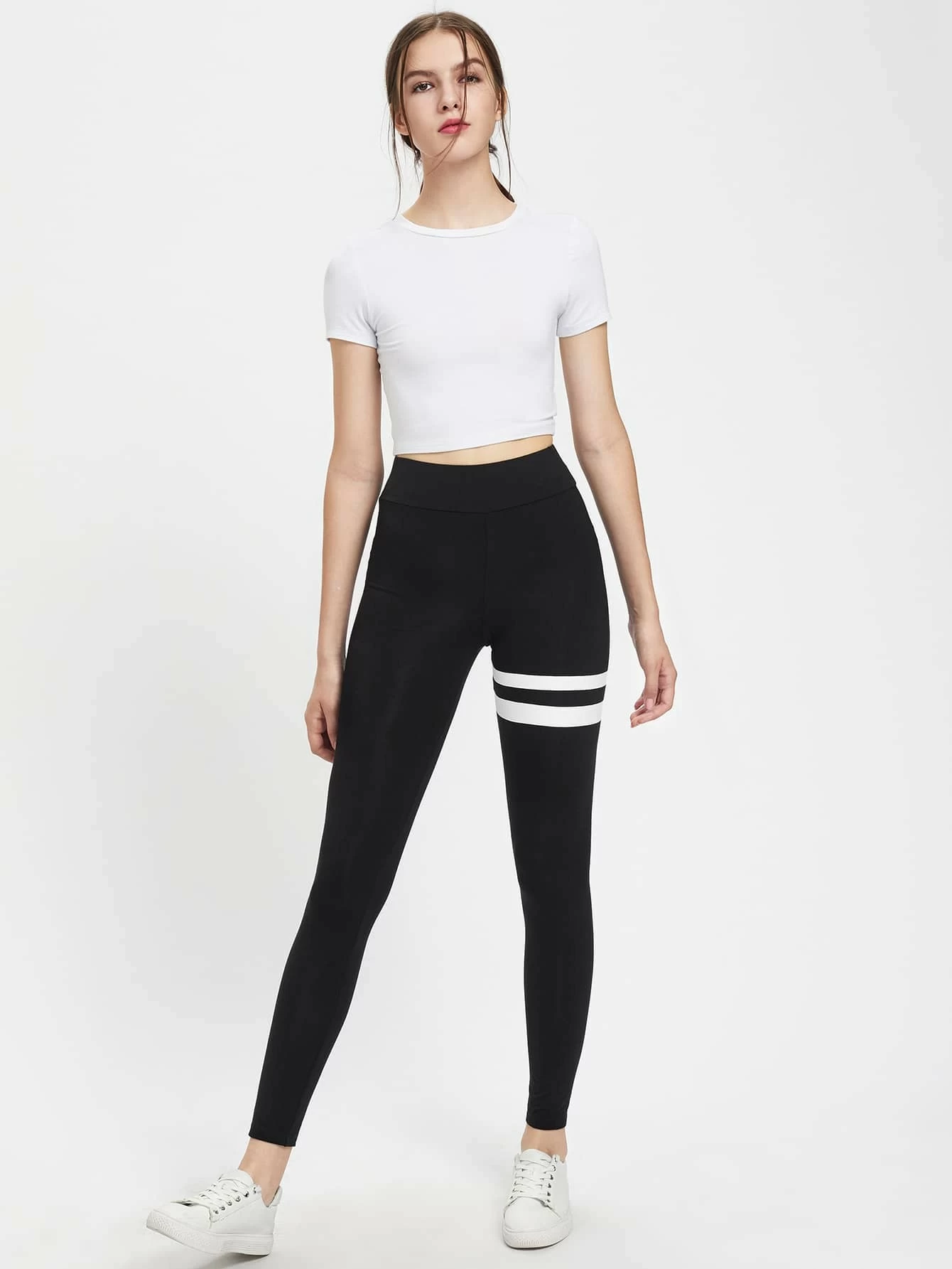 niceline Olahraga Striped Hitam Legging webp