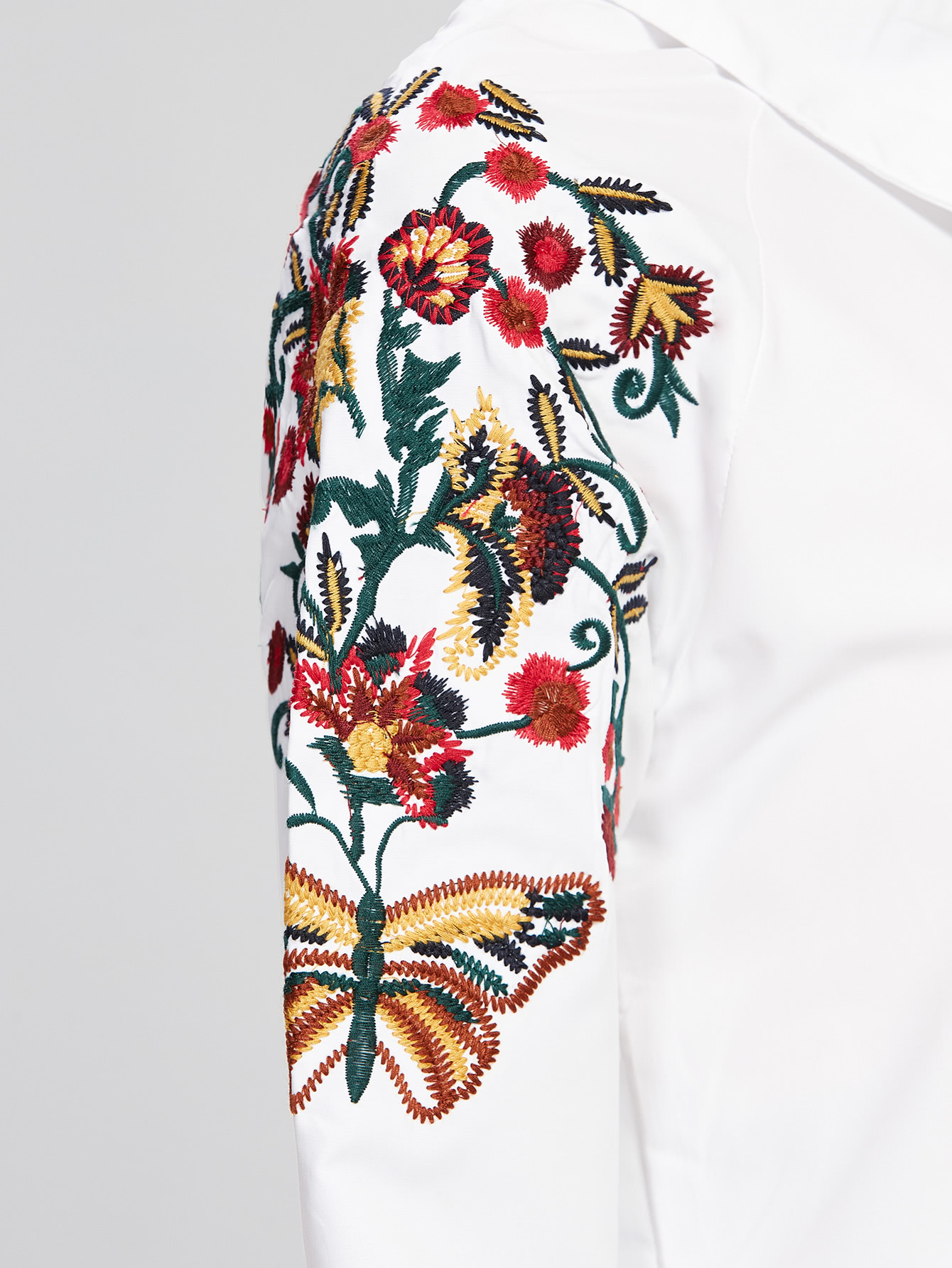 Shoulder Embroidery Shirt Dress SheIn(Sheinside)