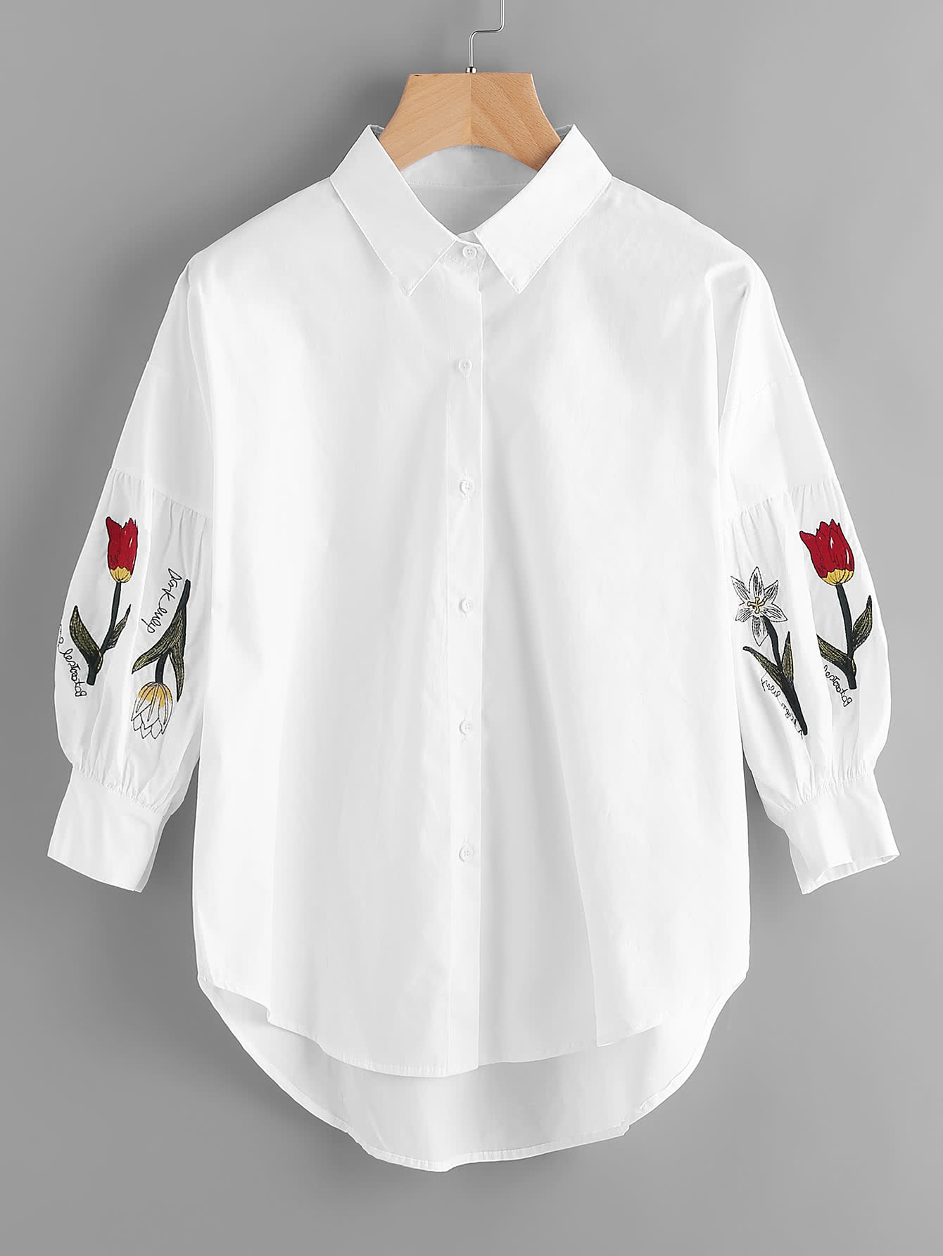 Flower embroidery single breasted blouse  makemechiccom Flower embroidery single breasted blouse  makemechiccom