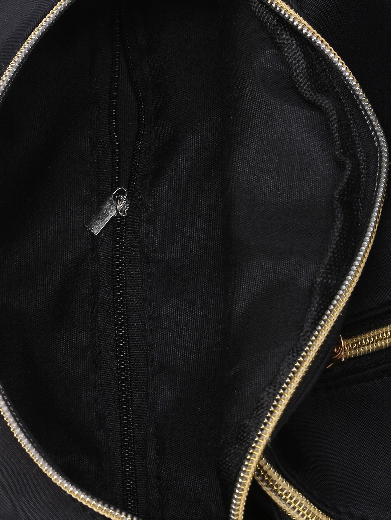 Vertical Zipper Detail Nylon Backpack SheIn(Sheinside)