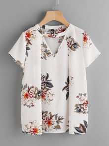 Choker Neck Pleated Top