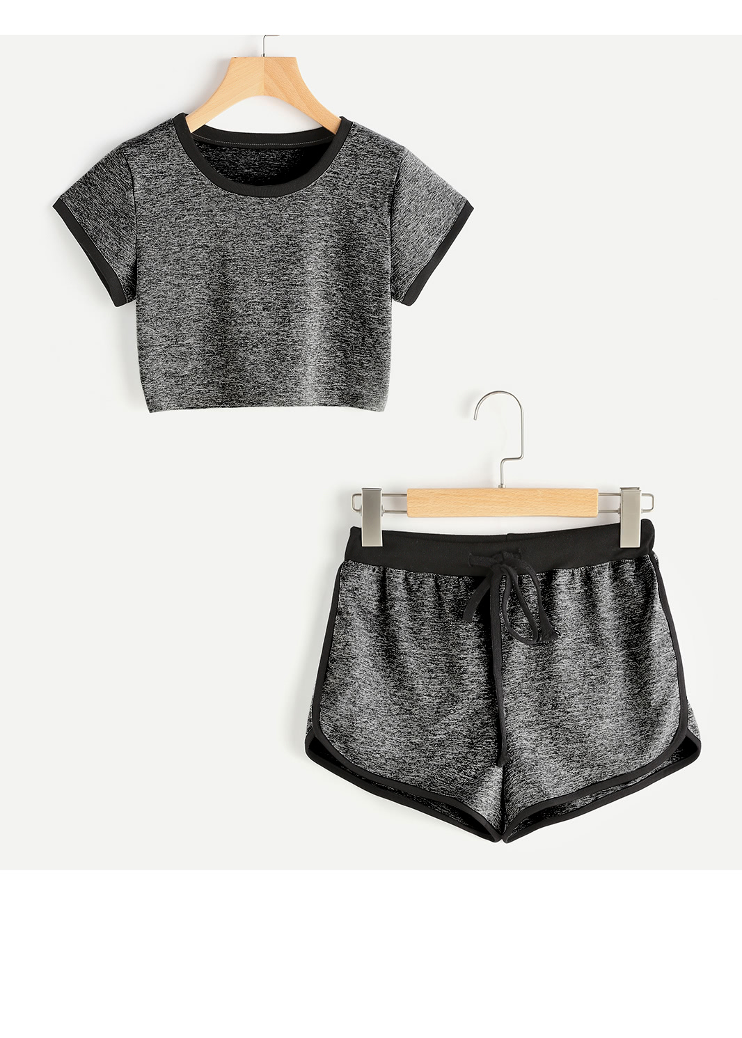 Ringer Slub Tee With Drawstring Waist Shorts