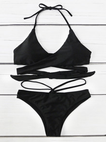 Halter Wrap Bikini Set