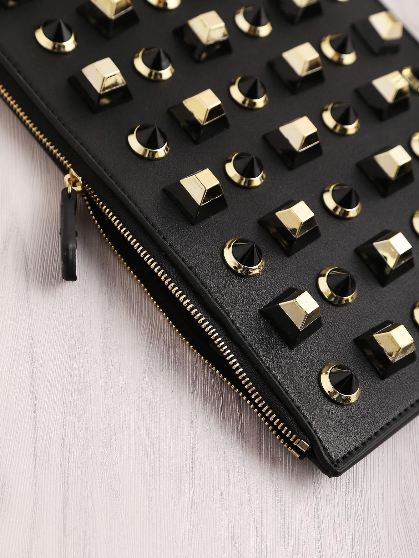 Studded Detail PU Clutch Bag SheIn(Sheinside)