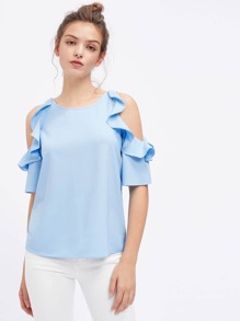 Flounce Open Shoulder Top