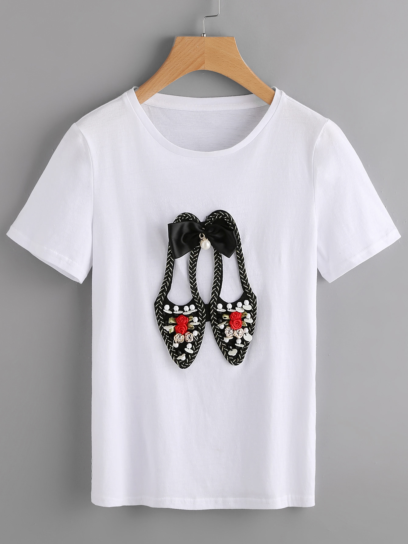 Lovely Shoes Applique Tshirt SheIn(Sheinside)