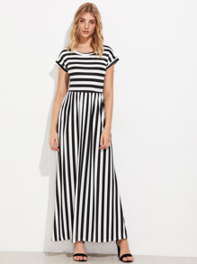 Contrast Striped Full Length Dress