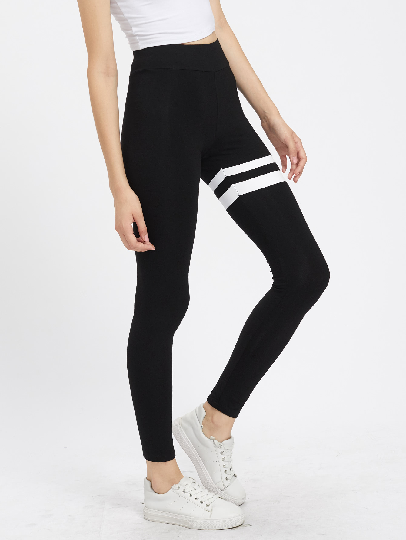 niceline Olahraga Striped Hitam Legging