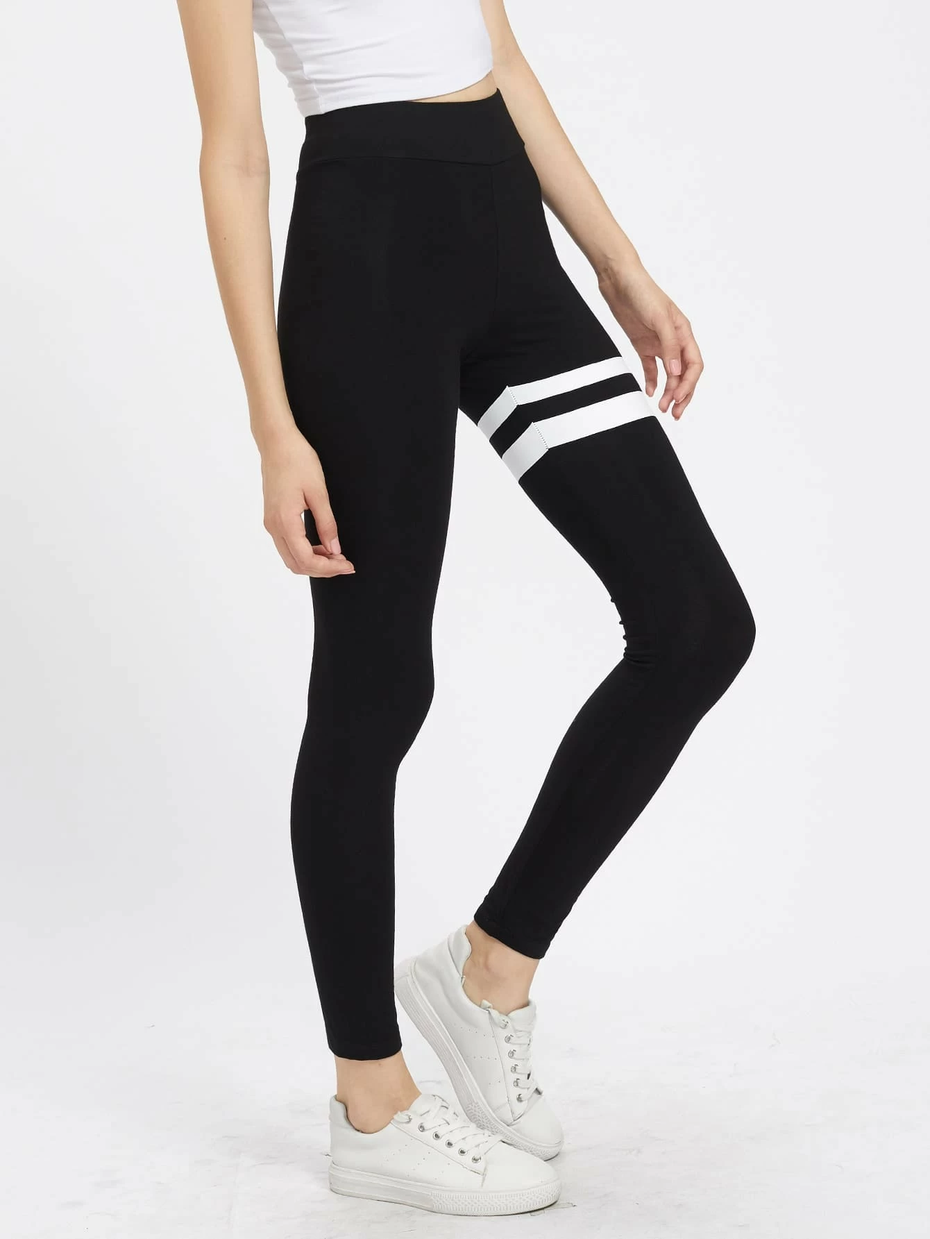 niceline Olahraga Striped Hitam Legging webp