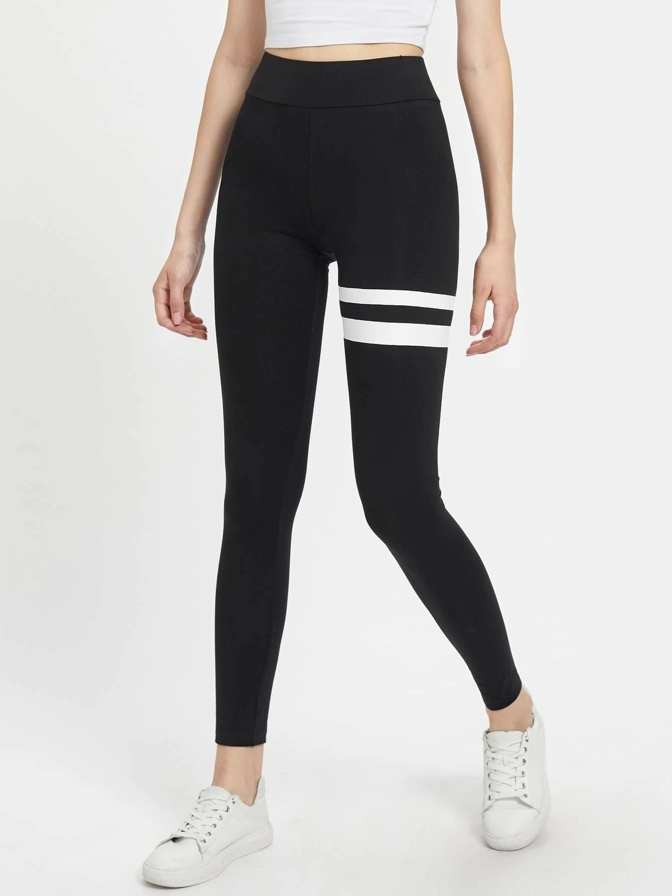 niceline Olahraga Striped Hitam Legging webp