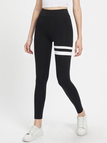 Asymmetric Striped Leggings