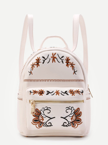 Calico Embroidery PU Backpack