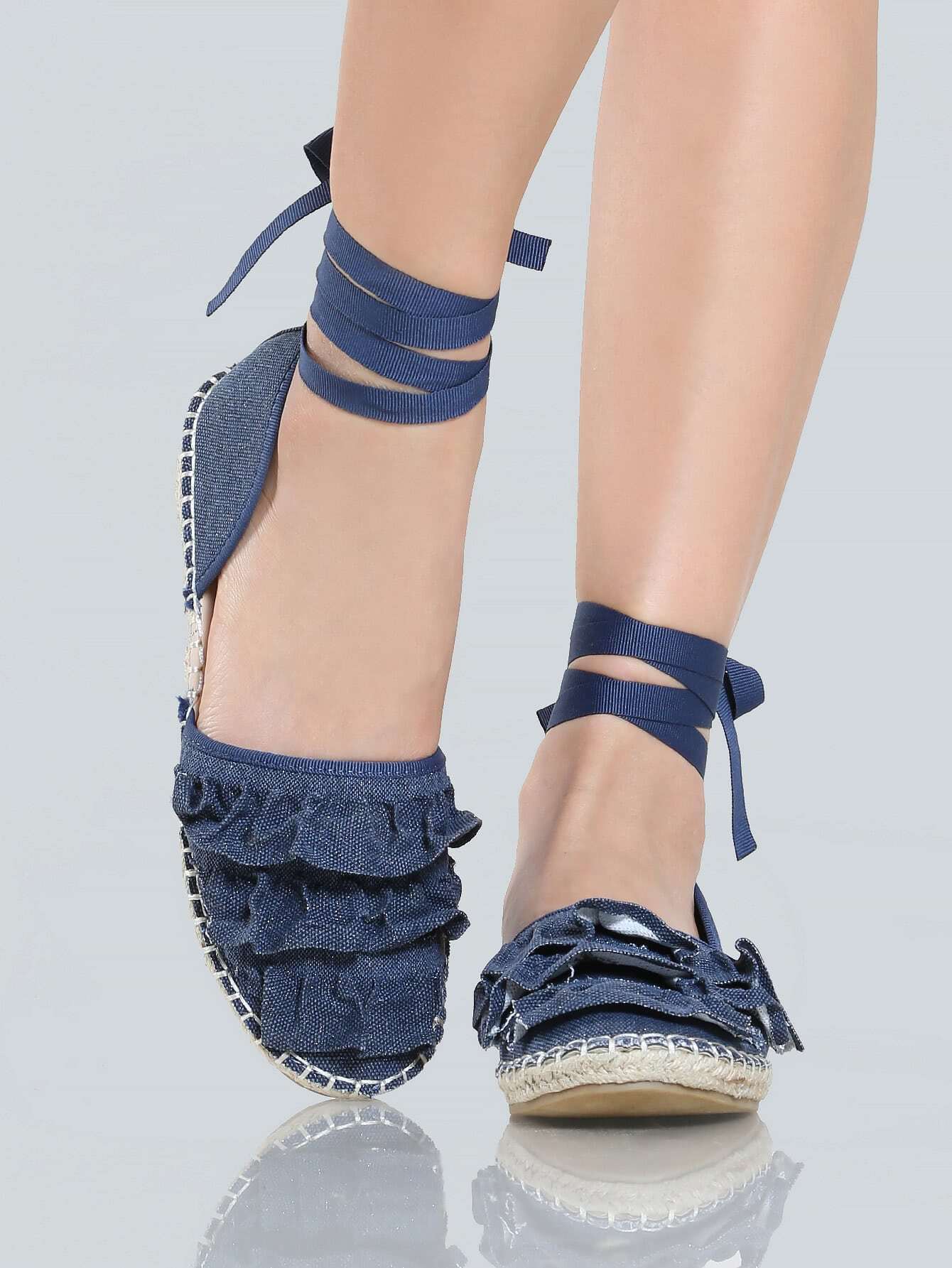 Espadrilles Ruffle Flats DENIM SheIn(Sheinside)