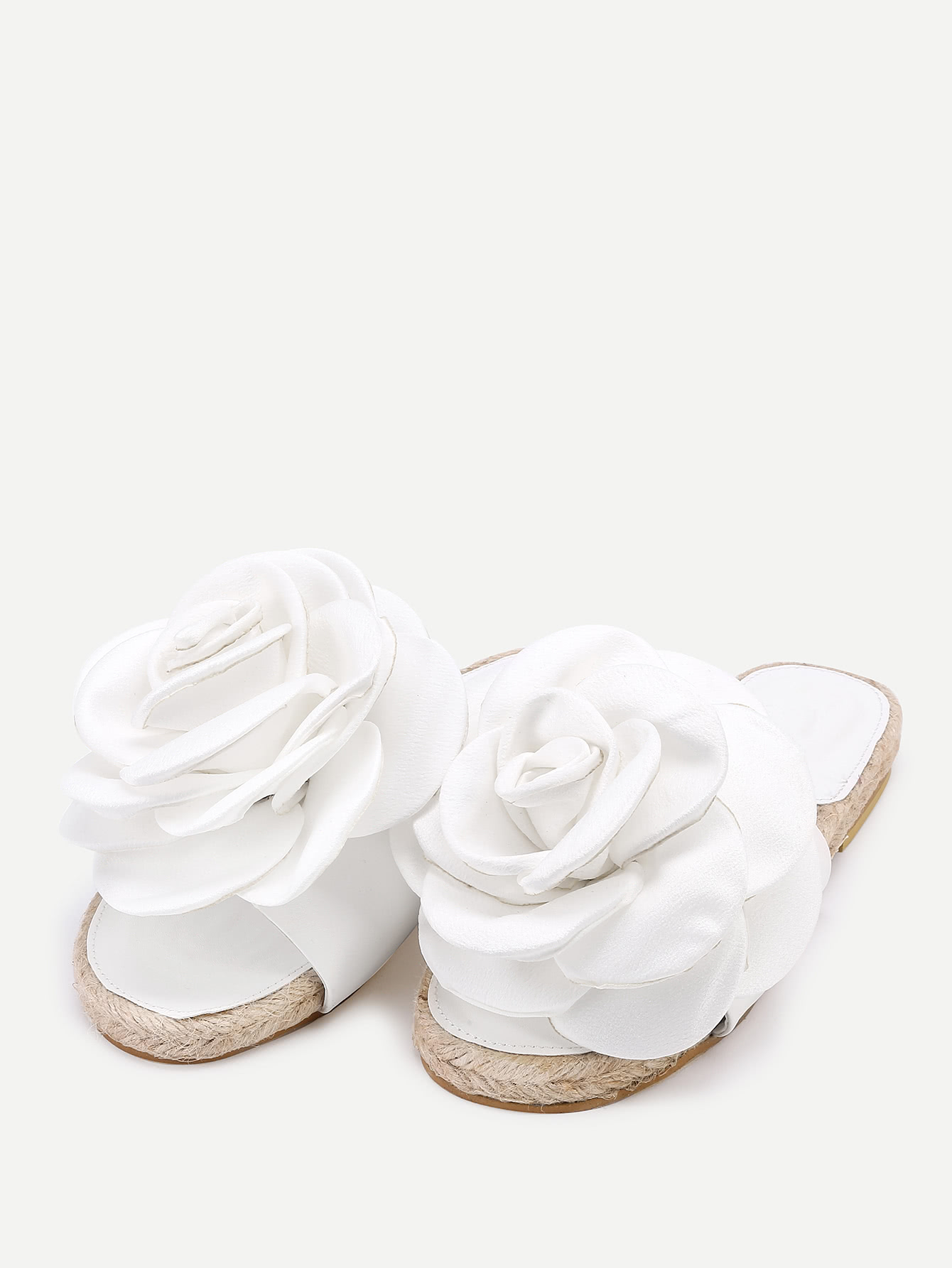 Flower Embellished PU Flat Sandals SheIn(Sheinside)