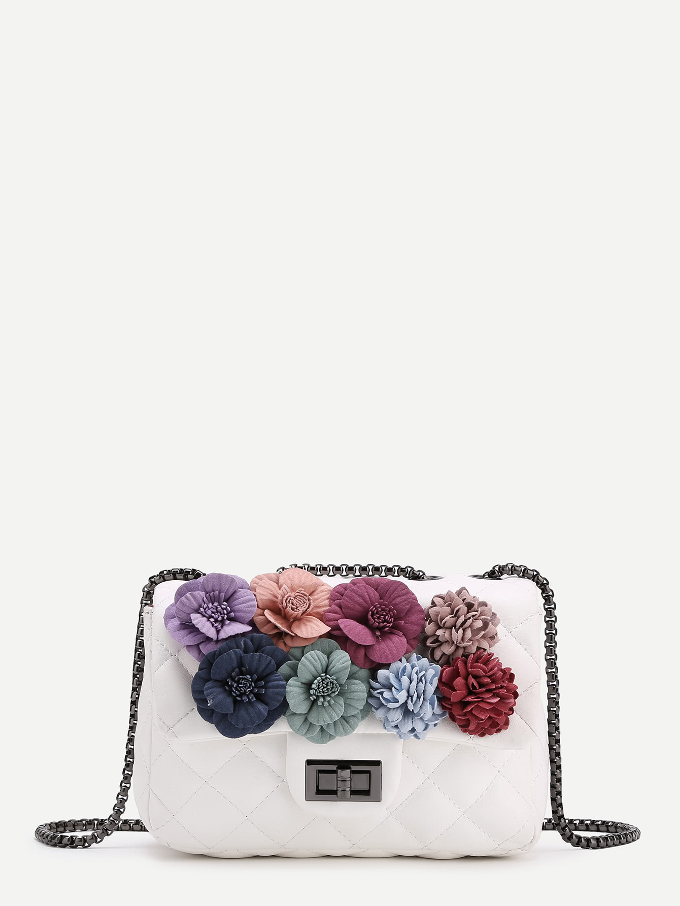 Flower Embellished Quilted Chain Bag SheIn(Sheinside)