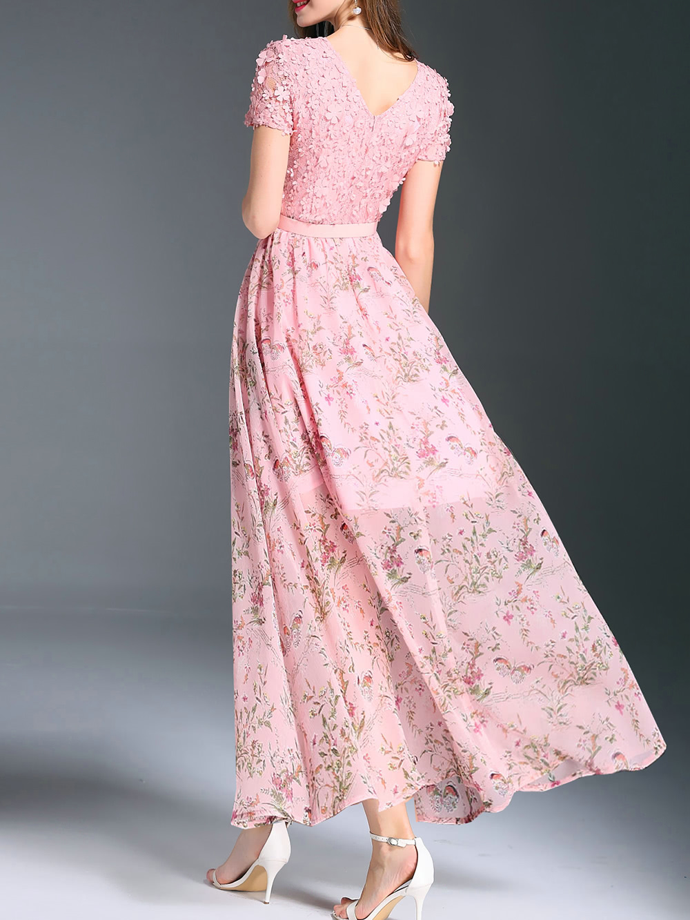 Flowers Applique Beading Floral Dress SheIn(Sheinside)