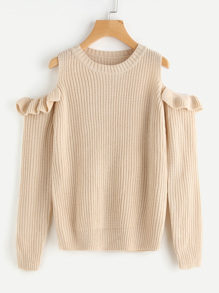 Frilled Open Shoulder Jumper