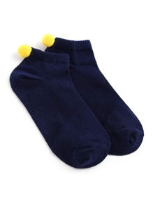 Contrast Pom Socks