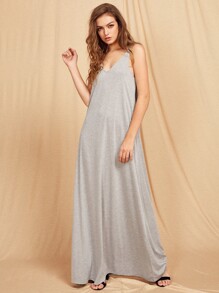Doubel V Neck Heather Knit Tent Dress