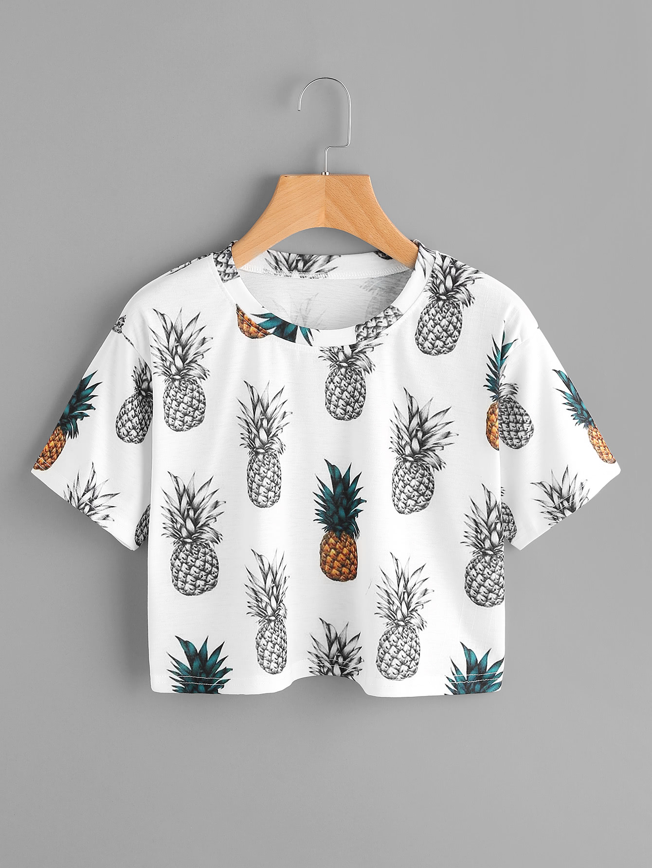 Pineapple Print Random TeeFor Womenromwe