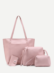 Faux Leather Bag Set 4pcs