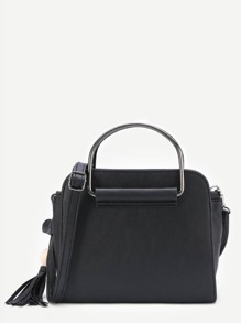 Tassel Detail PU Shoulder Bag With Handle
