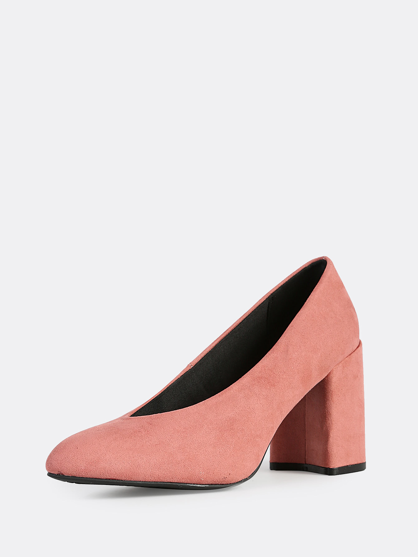 Closed Toe V Cut Chunky Heels MAUVE SheIn(Sheinside)