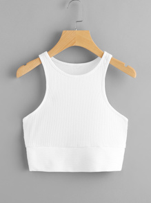 Rib Knit Crop Tank Top