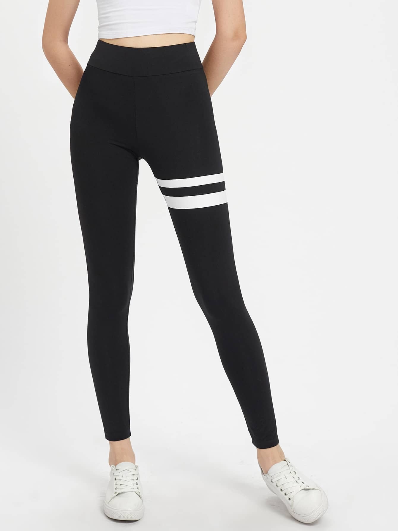 niceline Olahraga Striped Hitam Legging