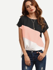 Buttoned Closure Back Cut And Sew Cap Sleeve Top