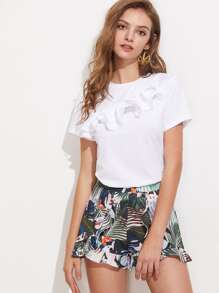 Layered Lettuce Hem Ruffle Trim T-shirt