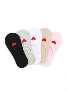 Heart Pattern Invisible Socks 5pairs