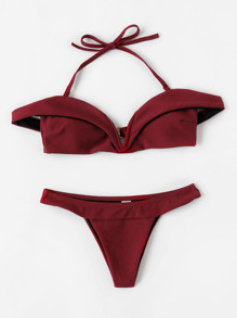 Foldover Halter Bikini Set