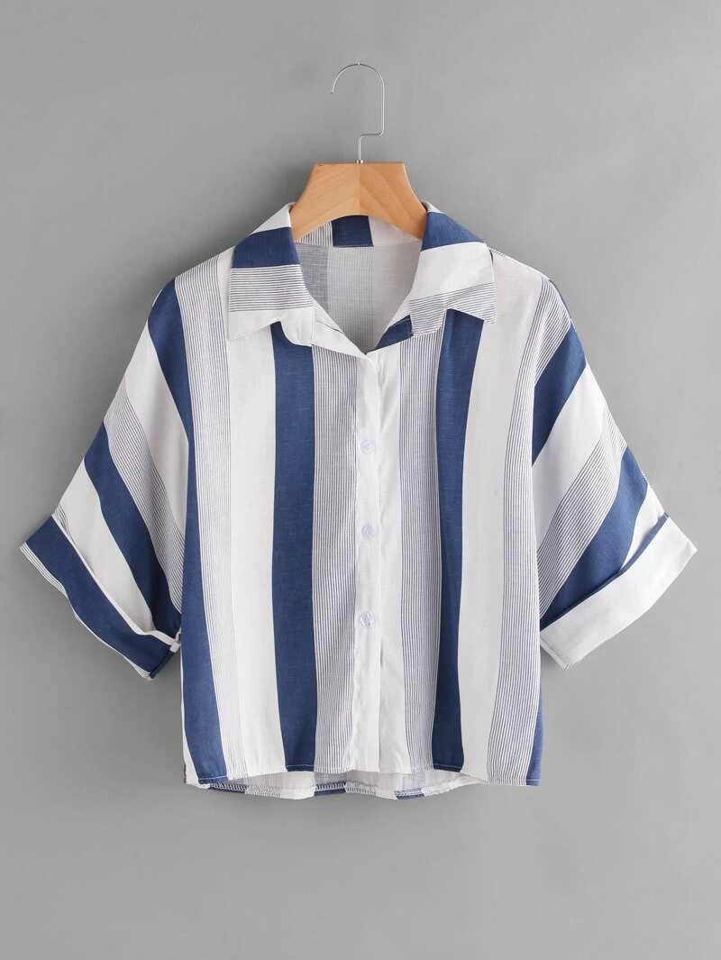 High Shirt Striped Low Contrast Cuffed qTx4X556