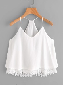 Contrast Lace Hem Cami Top