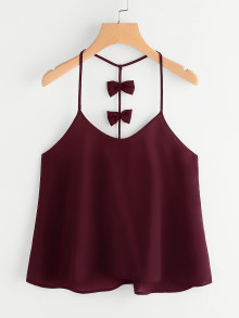 Bow Embellished Y-Back Cami Top