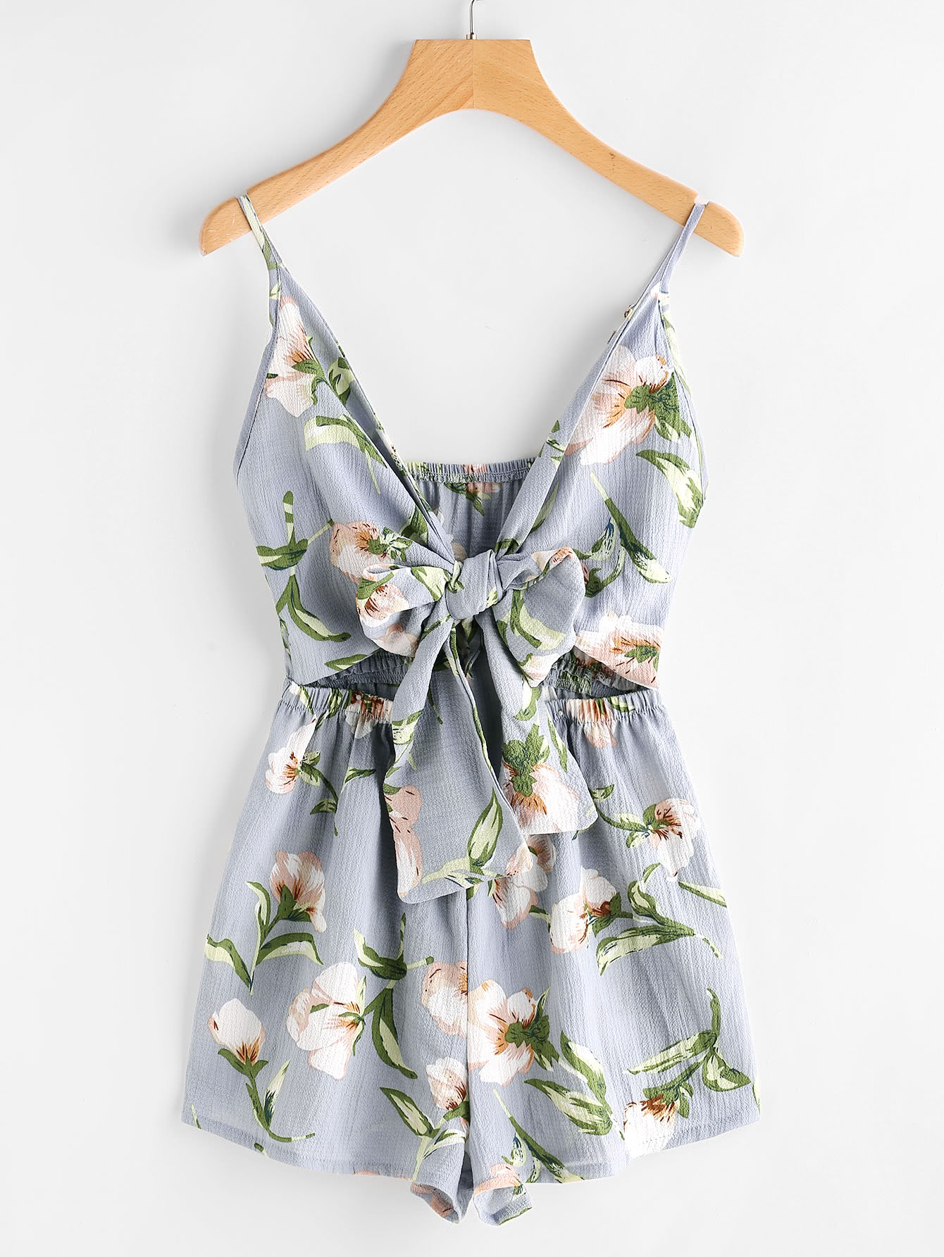 Цветочная печать Cut Out Knot Front Cami Romper