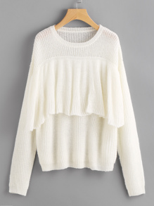 Flounce Trim Loose Knit Jumper