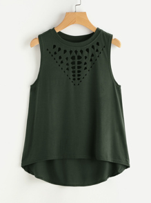 Laser Cut Dip Hem Tank Top