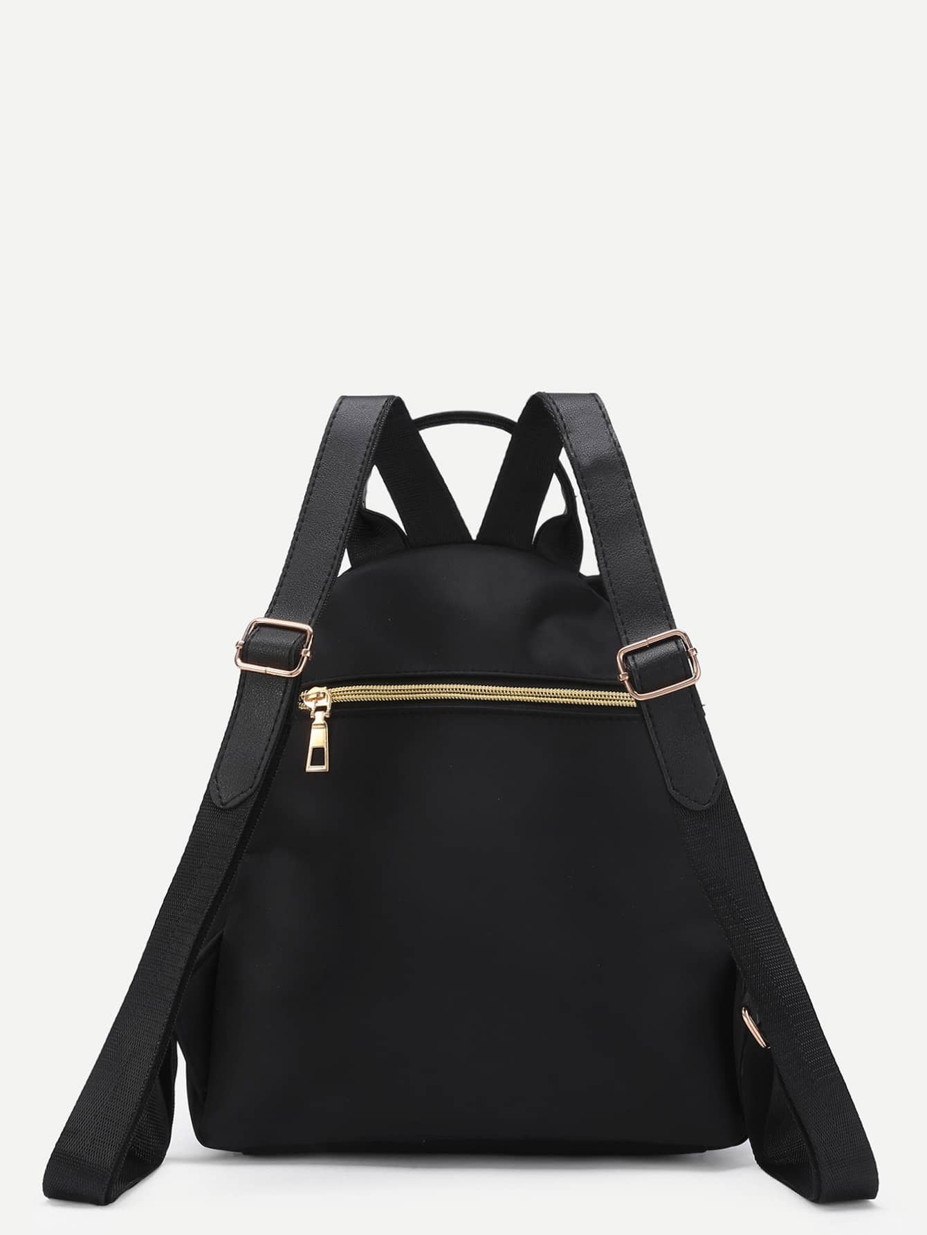 Vertical Zipper Detail Nylon Backpack SheIn(Sheinside)