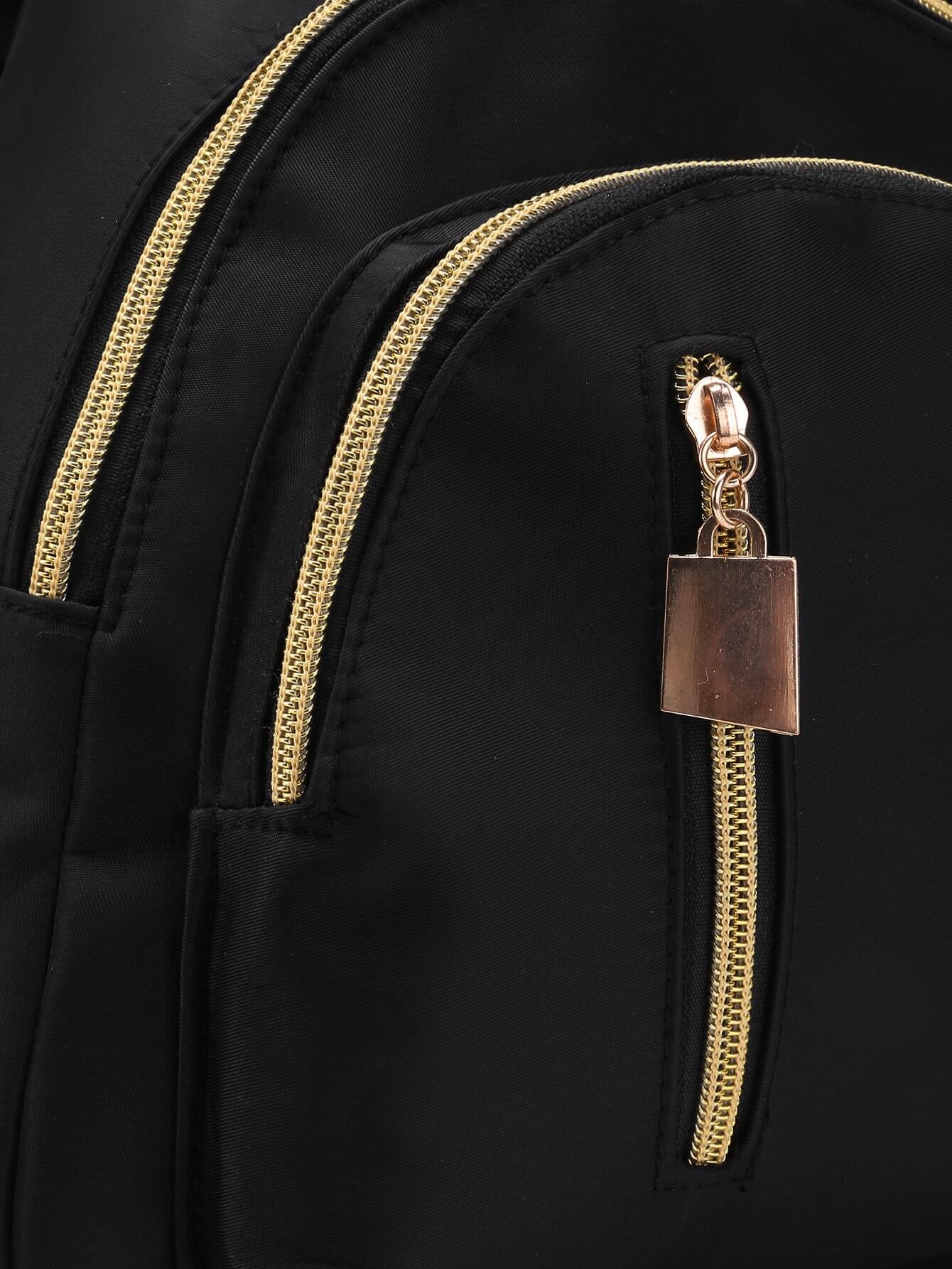 Vertical Zipper Detail Nylon Backpack SheIn(Sheinside)