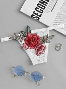 Rose Embroidered Applique Lace Panty